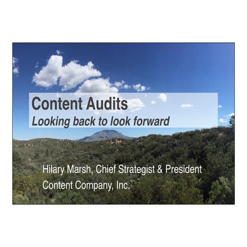 Workshop: Content audits - looking back to look forward