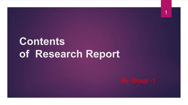 Contents of research report