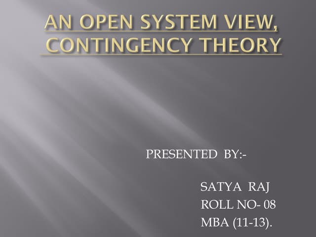 Contingency theory satya raaj