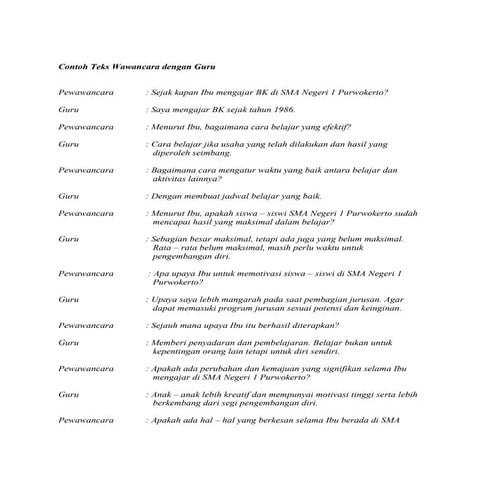 Contoh teks wawancara dengan guru