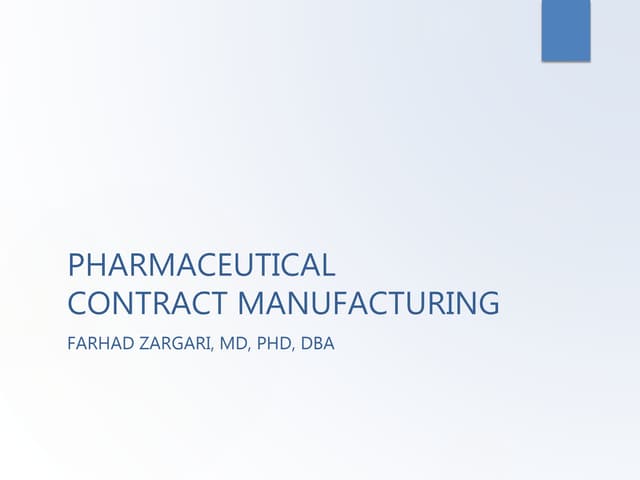 Pharmaceutical Contract Manufacturing