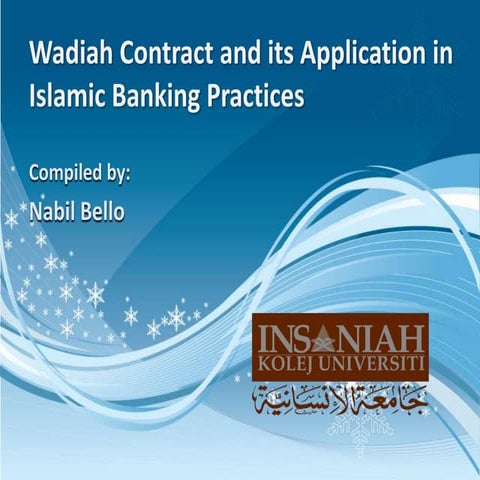 Contract of Wadiah and its Application in Islamic Banking
