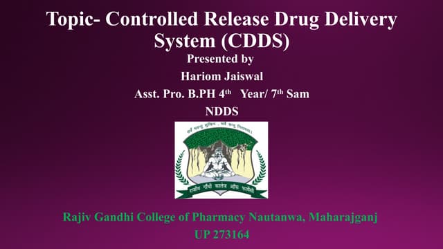 Controlled Release Drug Delivery System (CDDS.pptx