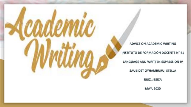 Advice on Academic Writing