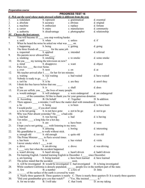Copy of progress test - Trung tâm Luyện thi Đại học QSC-45