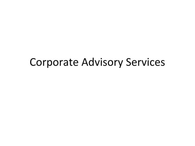 Corporate advisory services