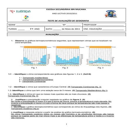 GEO: Correcção do 5º teste - Climas