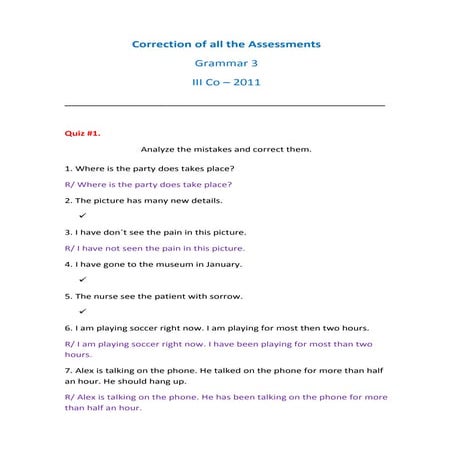 Correction of all the assessments