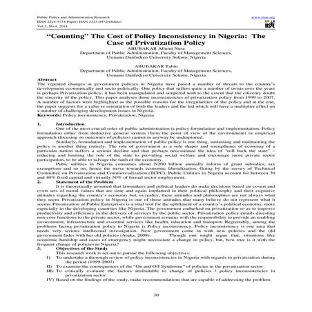 “Counting” the cost of policy inconsistency in nigeria
