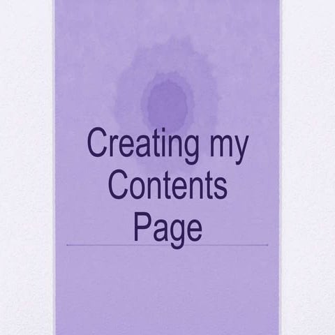 Creating my contents page