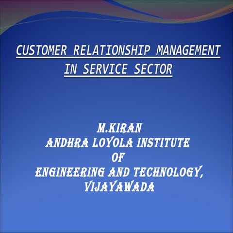 Crm in service sector kiran upload
