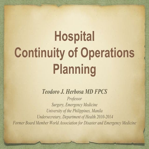 Hospital Continuity of Operations Planning