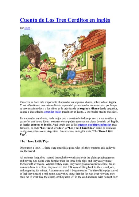 Cuento de los tres cerditos en inglés