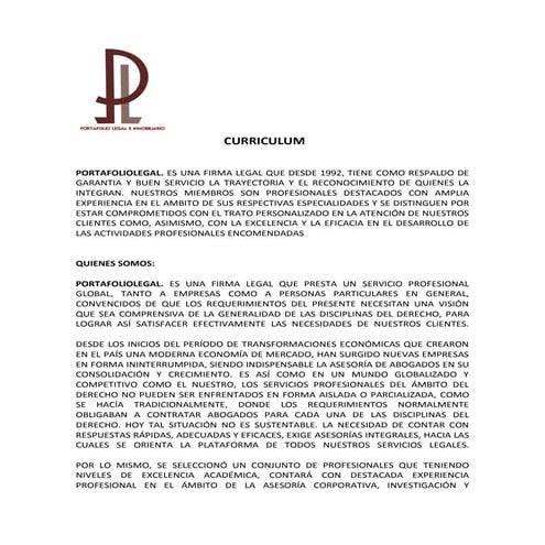 Curriculum  portafolio legal