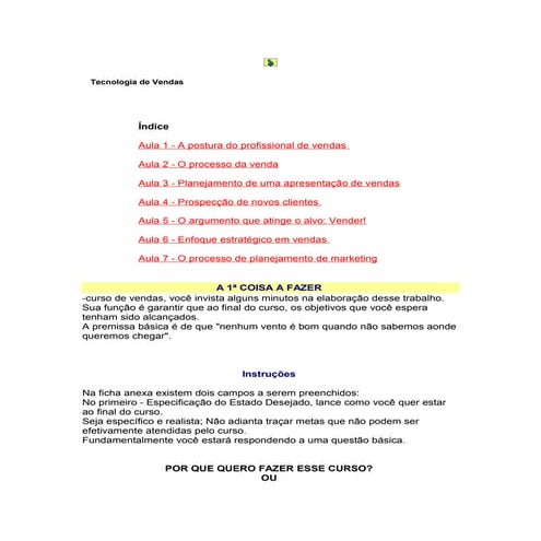 Curso   tecnologia de vendas