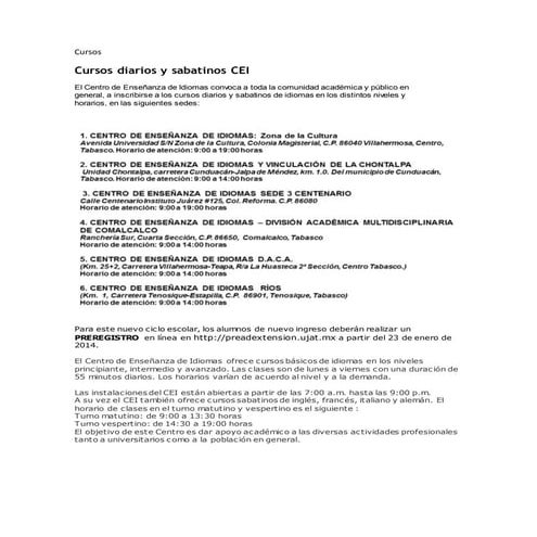 Cursos sabatinos del CEI