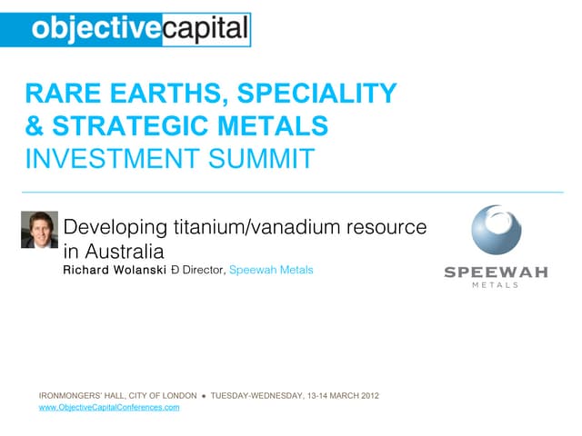 Developing titanium/vanadium resource in Australia