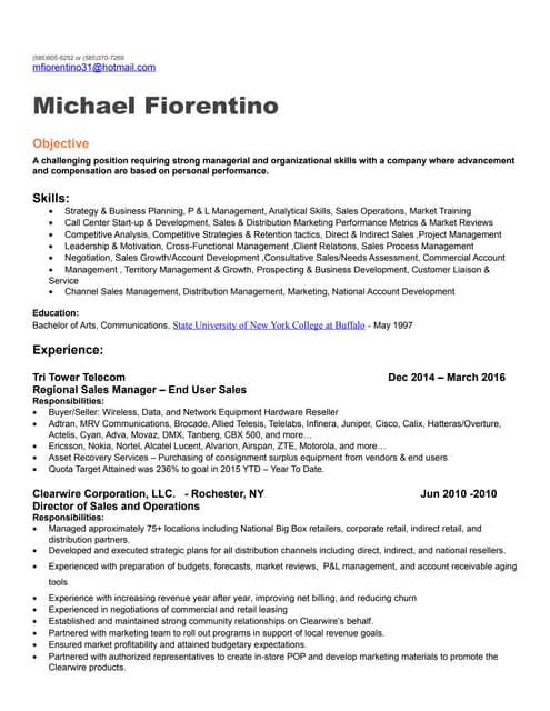 Resume - 2016 - Michael Fiorentino