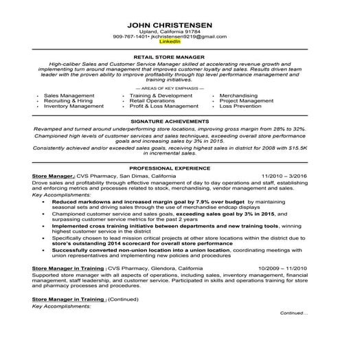 Retail Store Manager John Christensen