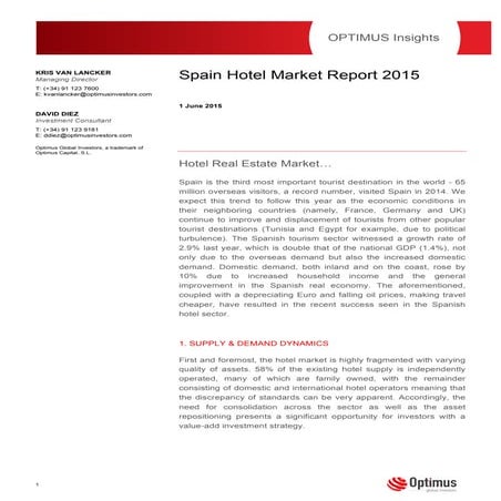 Optimus - Spain Hotel Market 2015