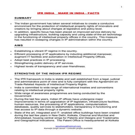 IPR in India MAKE in INDIA