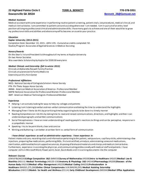 -TERRI BENNETT'S OFFICIAL RESUME-UPON GRADUATION DEC 2015-