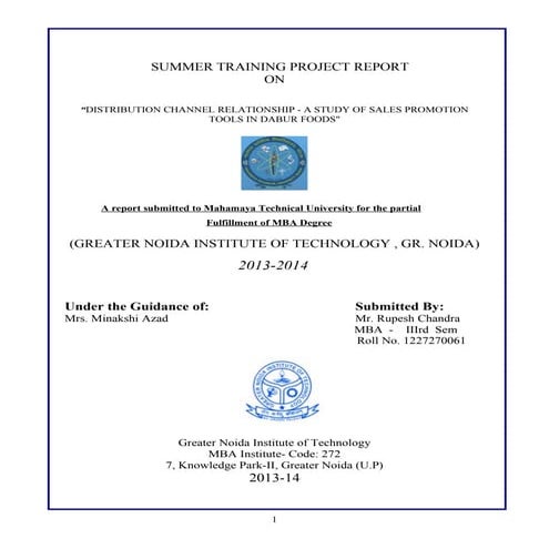 Dabur   marketing - project.doc rupesh gangwar