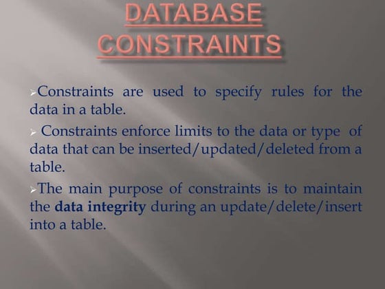 DATABASE CONSTRAINTS