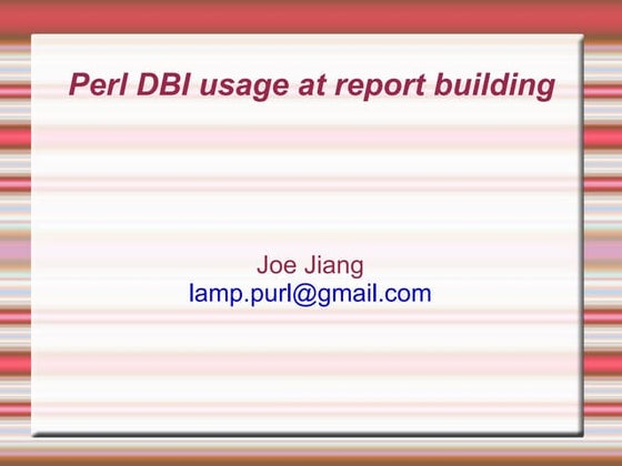 perl usage at database applications