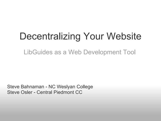 Decentralizing your library
