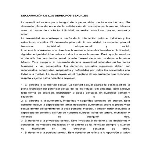DECLARACION DE LOS DERECHOS SEXUALES