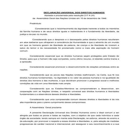 Declara+ç+âo universal dos direitos humanos