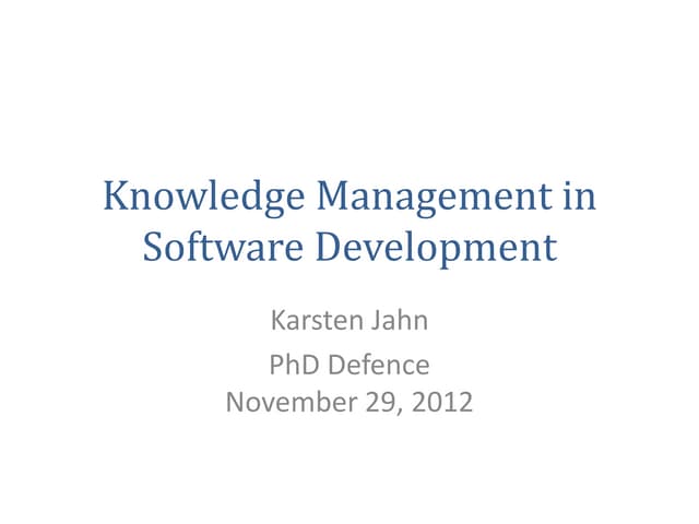 Knowledge Management in Software Development
