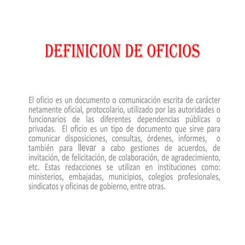 Definicion de oficios