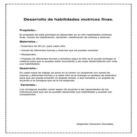 Desarrollo de habilidades finas en preescolar