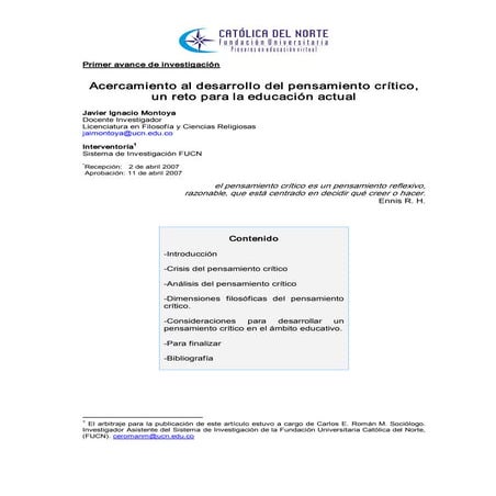 Desarrollo pensamiento critico