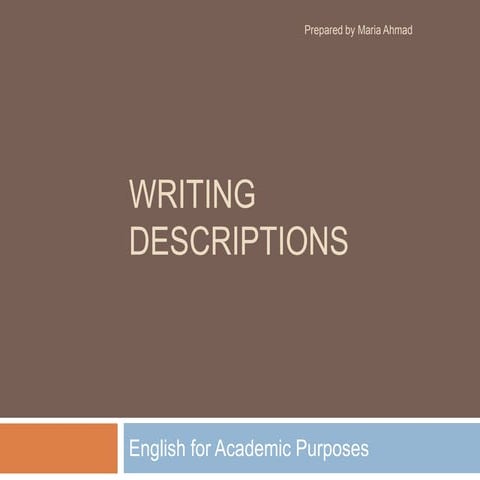 Descriptive writing