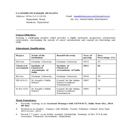Latest resume (updated) -Md. Muzakkir Hussaini