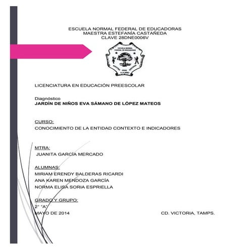 Diagnostico de Jardín de Niños "Eva Sámano De López Mateos"