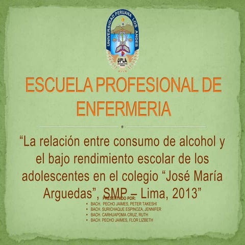 relación entre el alcoholismo y el rendimiento escolar
