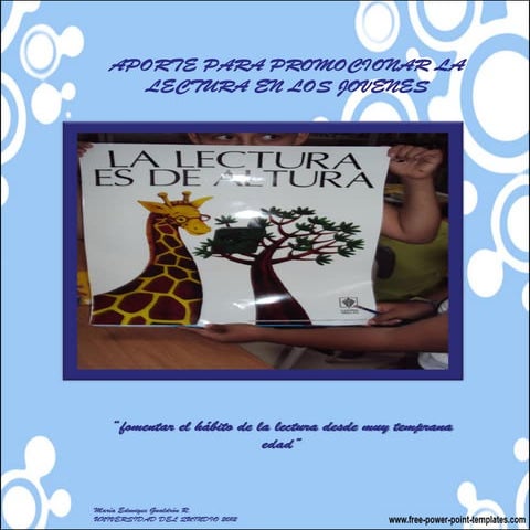 ¿CUÁL ES MI APORTE PARA PROMOCIONAR LA  LECTURA EN LOS JÓVENES?