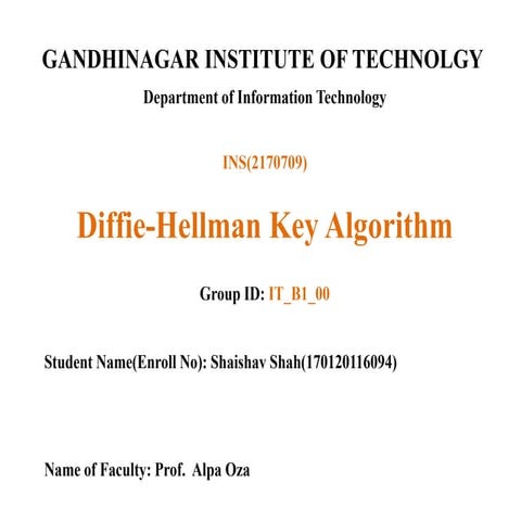 Diffie hellman key algorithm