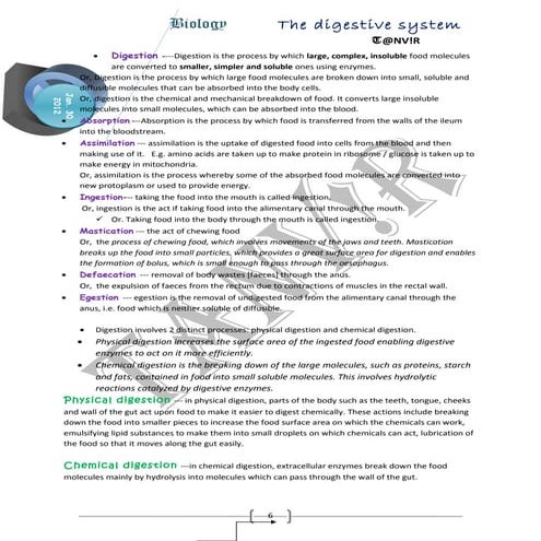 IGCSE Biology chapter digestion by T@NV!R