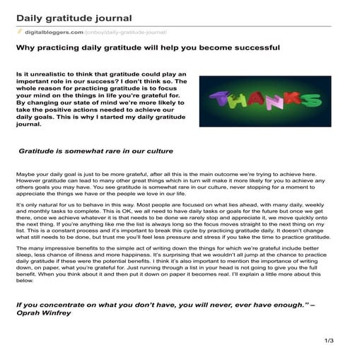 Daily gratitude journal