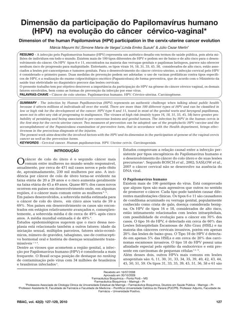 Dimensão da participação do papilomavírus humano