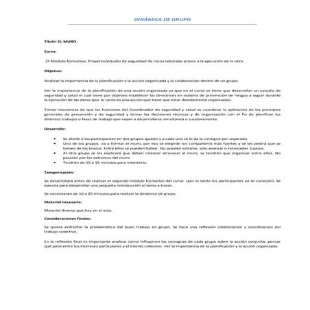 Dinamica de grupo el muro-montse gomez