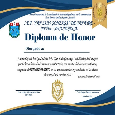 FORMATE DE DIPLOMA DE LOS PRIMEROS PUESTOS