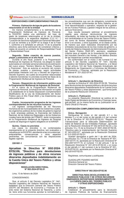 DIRECTIVA 2 2024  DEVOLUCIONES.pdf para la correcta ejecucion de los devengad...