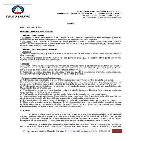 Direito das coisas cristiano sobral