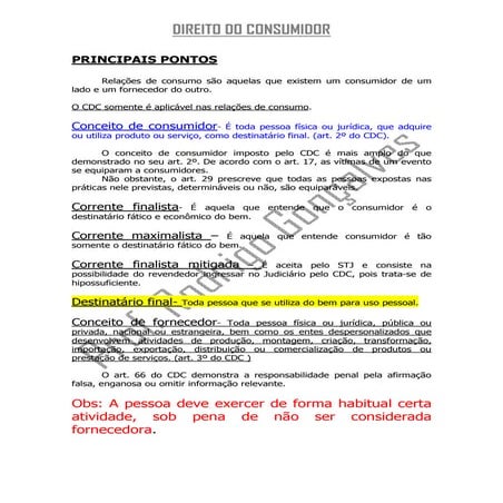 Direito do consumidor   principais pontos